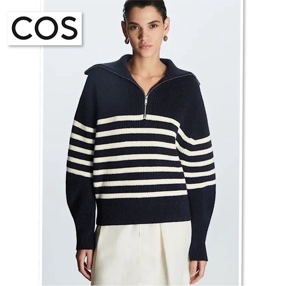 COS Black and White Striped Sweater